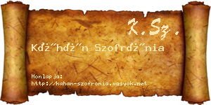 Káhán Szofrónia névjegykártya